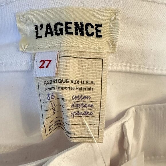 NWT L'AGENCE White Margot High Rise Skinny Jean in Blanc Coated - Size 27 - Picture 3 of 14